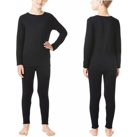 Kids 32 Degrees Heat Long Sleeve Crew Neck + Legging 2-Pack Set Black Small NEW - Picture 1 of 6